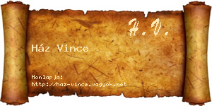 Ház Vince névjegykártya